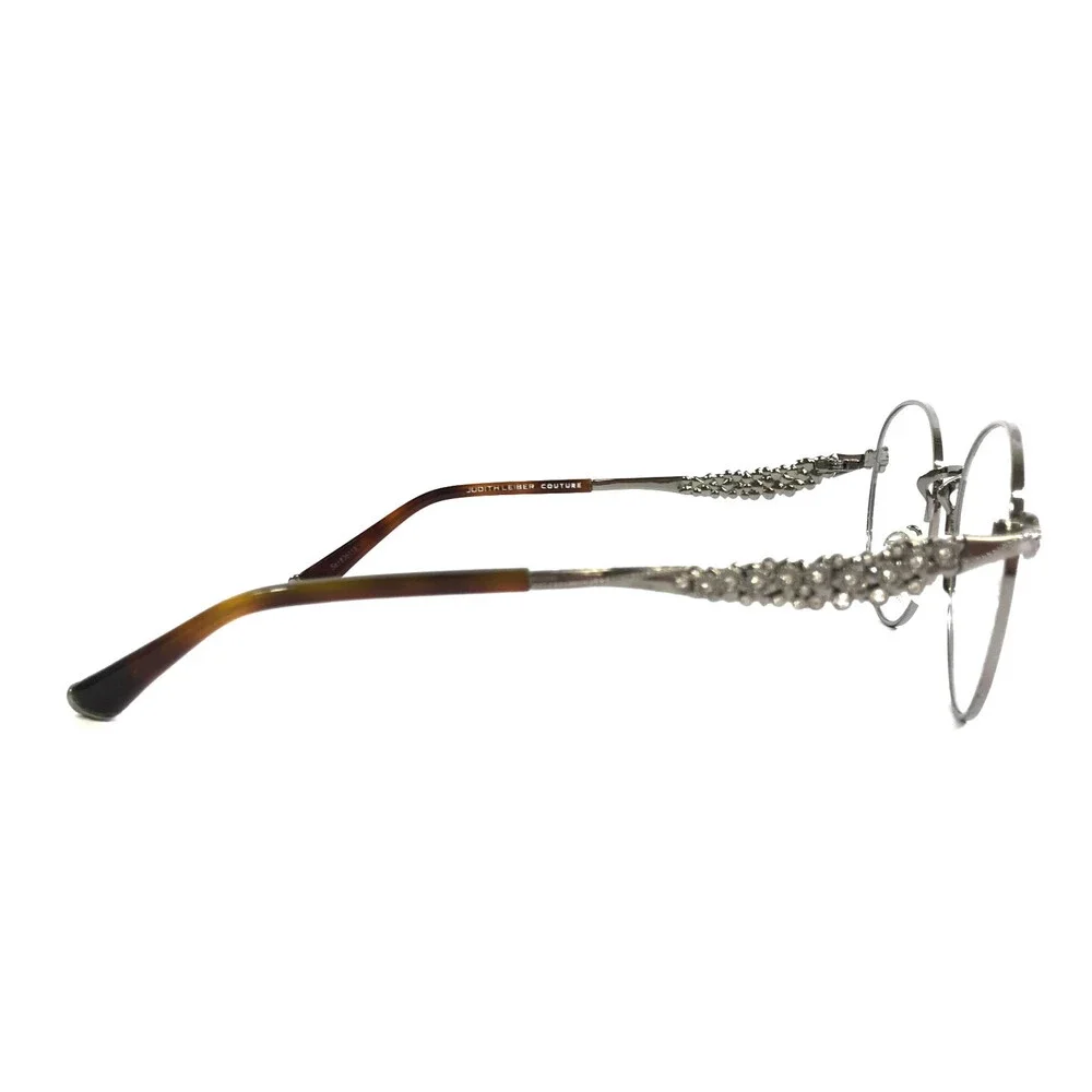 Judith Leiber Eyeglasses Frames Demure Sun Wood Silver Sparkly Crystal 54-19-145
